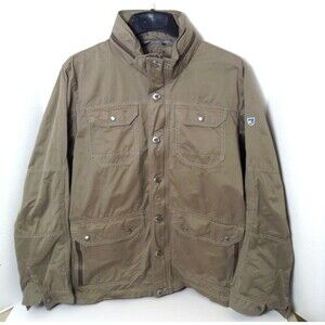 KUHL Kollusion Jacket Men L Dark Khaki Waxed Canvas Utility Field Coat Hiking